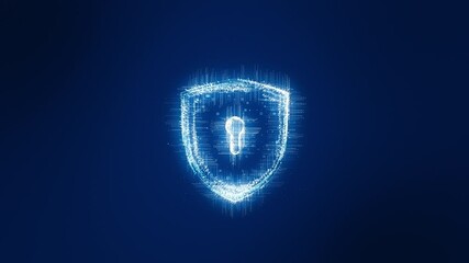 Wall Mural - motion graphic of blue particle shield logo with digital futuristic technology circle rotation and l