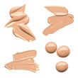 © Artem Mykhailichenko - Set of smears of light beige foundation or acrylic paint, isolated on white background.