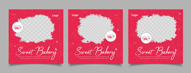 Canvas Print - Sweet cake and dessert banner for social media post template.