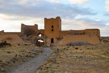 Wall Mural - Kars Province Ani Ruins, Setting sun view