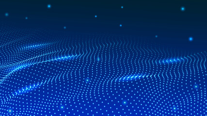 Leinwandbilder - Abstract digital wave of particles. Futuristic point wave. Technology background vector. Vector illustration