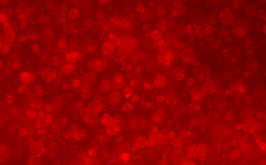 Wall Mural - abstract glitter bokeh with glowing octagon of different sizes on gradient red background.