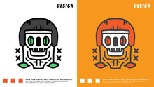 Cool Rider Skull Head With Helmet, Illustration For T-shirt, Poster, Sticker, Or Apparel Merchandise. With Cartoon Style.	