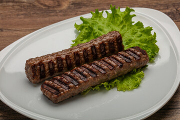 Two Grilled kebeb beef sausages