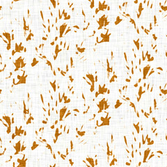 Linen texture background with mottled blotch effect. Organic irregular seamless pattern. Modern plain 2 tone spring textile for home decor. Farmhouse scandi style rustic orange all over print.