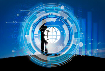 Wall Mural - digital blue hud interface global concept