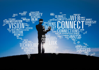 Wall Mural - connect data development growth strategy team concept