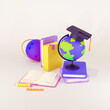 Concept for online education, home study, distance education and online courses. 3d render