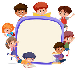 Sticker - Empty board with many children cartoon character