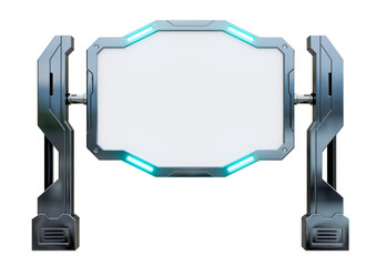 futuristic sci fi white screen mockup monitor isolated on white background
