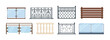 © Svetlanas01 - Set of balcony railing. Vintage modern home balconied facade or door entrance into private territory, terrace fences.