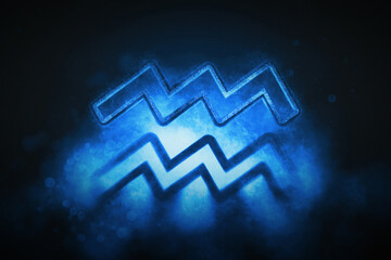 Wall Mural - aquarius zodiac sign, night sky, horoscope astrology background, aquarius horoscope symbol