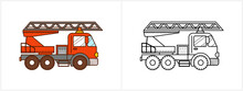 Firetruck Car Coloring Book For Kids. Fire Truck
