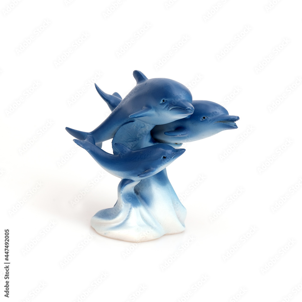 Obraz na płótnie Dolphin family. Figurine isolated on white background w salonie