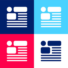 Article blue and red four color minimal icon set