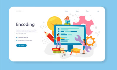 Wall Mural - programming web banner or landing page. it education