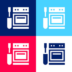 Appliance blue and red four color minimal icon set