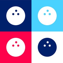 Wall Mural - Bowling blue and red four color minimal icon set