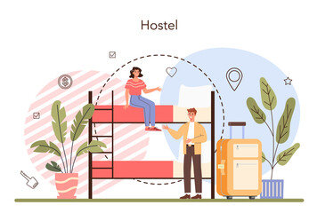 Wall Mural - Booking a hotel concept. Traveling and tourism planning. Booking apartment