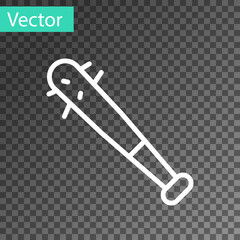 Poster - White line Baseball bat with nails icon isolated on transparent background. Violent weapon. Vector