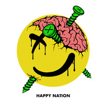 Emoji Face With Screw In Brain With A Slogan Dripping Ink Illustration