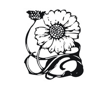 Black White Flower Pattern Design Icon Templates Illustration Vector