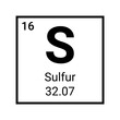 Sulfur atom element periodic table icon. Vector sulfur symbol chemistry