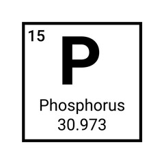 Sticker - Phosphorus chemical element periodic table icon. Phosphorus atom symbol vector