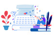 © Anastasia - Copywriting concept banner with copywriter or blogger female character for web banner, infographics, hero images, flat vector illustration isolated on white background.