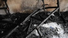 Debris From House Fire Caused By Electric Short Circuit