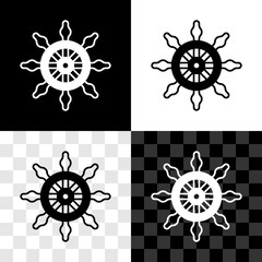 Sticker - Set Ship steering wheel icon isolated on black and white, transparent background. Vector