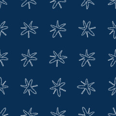 Wall Mural - Hand Drawn white Snowflakes Christmas Seamless Pat