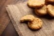 Homemade crunchy cookies on wooden rustic table