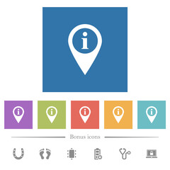 Poster - GPS map location information flat white icons in square backgrounds