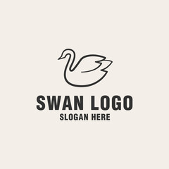 Sticker - Swan logo template on monogram style