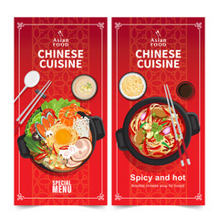 Wall Mural - Design banner Asian food banners set isolated vector illustration