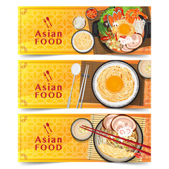 Wall Mural - Design banner Asian food banners set isolated vector illustration