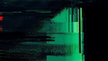 Green Red Abstract Psychedelic Digital Cyberspace Code. Concept Glitch Banner Background As Crypto Currency, NFT, Video Gaming Overlay With Cryptography Hex Code For Live Stream Announcements.