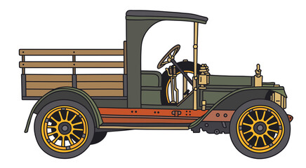 Wall Mural - The vectorized hand drawing of a vintage green lorry truck