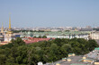 panoramic top view of the historical center of the city and the high spire of the Admiralty on a sunny summer day and a space for copying in Saint-Petersburg