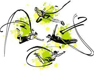 Wall Mural - vector illustration of a bungee jump person 