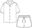 cuban collar shirt with comfy short flat sketch vector illustration