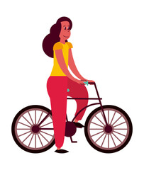 Sticker - young woman in bicycle