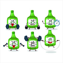 Wall Mural - A healthy soju cartoon style trying some tools on Fitness center. Vector illustration