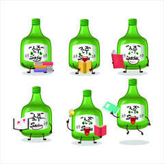 Wall Mural - A picture of soju cartoon character concept reading an amusing book. Vector illustration