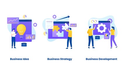 Canvas Print - business plan concept vector illustration set. illustrations for websites, landing pages, mobile app