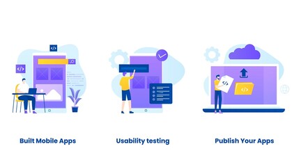 Wall Mural - mobile apps development concept vector illustration set. illustrations for websites, landing pages, 