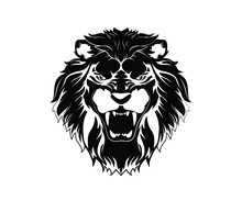 Lion Head Black White Outline Design Illustration