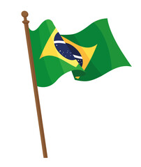 Sticker - brazil flag in pole