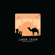 Silhouette Of People Praying And Camel